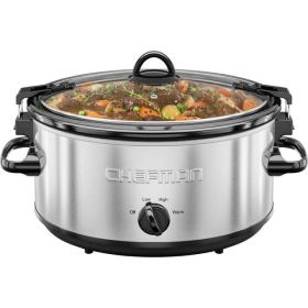 6 Qt. Slow Cooker w/ Locking Lid and Three Heat Settings - Stainless Steel