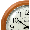 Traditional 12.5' Brown Wood Analog QA Wall Clock with Quiet Sweep Movement and Decorative Metal Hands.