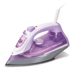 Hamilton Beach Steam Iron with Extra-Glide Nonstick Soleplate, Fast Heating, Anti-Drip Design, Adjustable Steam and Fabric Settings, Purple, 14100