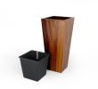 11" Composite Self-watering Cylinder Square Planter Box - High - Dark Wood