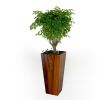 11" Composite Self-watering Cylinder Square Planter Box - High - Dark Wood