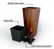 13" Composite Self-watering Cylinder Square Planter Box - High - Dark Wood