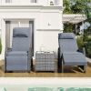 U_Style Outdoor Rattan Two-person Combination With Coffee Table, Adjustable, Suitable For Courtyard, Swimming Pool, Balcony