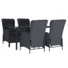 5 Piece Patio Dining Set Dark Gray Poly Rattan