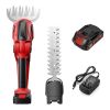 24V Cordless Handheld Grass Shear Hedge Trimmer with 90° Cutting Angle 2Pcs Replaceable Blades