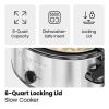 6 Qt. Slow Cooker w/ Locking Lid and Three Heat Settings - Stainless Steel