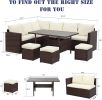 7-Pieces PE Rattan Wicker Patio Dining Sectional Cusions Sofa Set with Ivory cushions