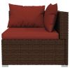 4 Piece Patio Lounge Set with Cushions Poly Rattan Brown