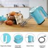 5-Speed Lightweight Electric Hand Mixer with Dough Hooks, Beaters, & Storage Base + Simple Eject Button, 5 Speeds + Turbo, Retro Blue