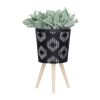 S/2 10/12" DIAMOND PLANTER W/ WOOD LEGS, BLACK KD