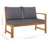 5 Piece Patio Lounge Set with Cushion Solid Acacia Wood