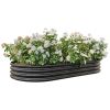 Raised Garden Bed Outdoor, Oval Large Metal Raised Planter Bed for for Plants, Vegetables, and Flowers - Black