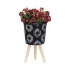 S/2 10/12" DIAMOND PLANTER W/ WOOD LEGS, BLACK KD