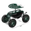 75*45*47cm Iron Short Handle Garden Seat Car, Garden Cart Rolling Work Seat Outdoor Utility Lawn Yard Patio Wagon Scooter for PlantingRT