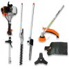 4 in 1 Multi-Functional Trimming Tool, 33CC 2-Cycle Garden Tool System with Gas Pole Saw, Hedge Trimmer, Grass Trimmer, and Brush Cutter EPA Compliant