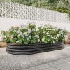 Raised Garden Bed Outdoor, Oval Large Metal Raised Planter Bed for for Plants, Vegetables, and Flowers - Black