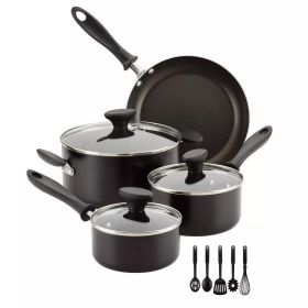 12pc Nonstick Aluminum Cookware Set with Prestige Tools (Color: Gray)