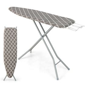 60 x 15 Inch Foldable Ironing Board with Iron Rest Extra Cotton Cover (Color: Black Color)