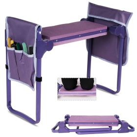 Heavy Duty Garden Kneeler and Seat Stool Garden Folding Bench with 2 Tool Pouches & EVA Foam Kneeling Pad,  Brown/Purple (sku: Black)