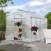 6 x 8 FT Polycarbonate Greenhouse with Roof Vent for Outdoors Gardening Canopy Plants Shed, Silver/Green