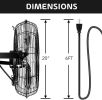 High Velocity 3 Speed Ventilation Metal Fan For Commercial Residential Use