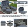 U_STYLE Outdoor Patio Furniture Set Daybed Sunbed with Retractable Canopy Conversation Set Wicker Furniture (As same as WY000281AAE)